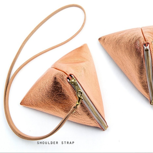 Leather Triangle Pouch with Shoulder Strap - Picture 3 of 3